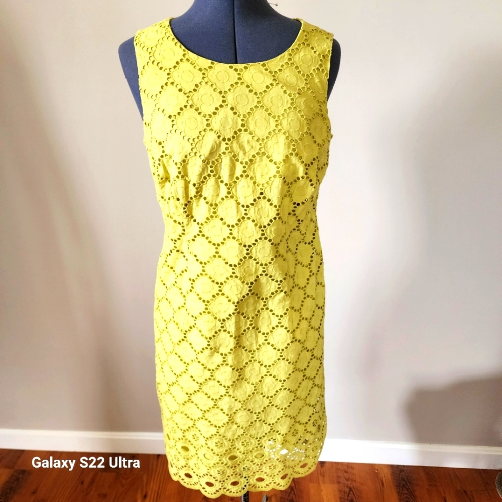 Talbot's Lime/Yellow Eyelet Dress